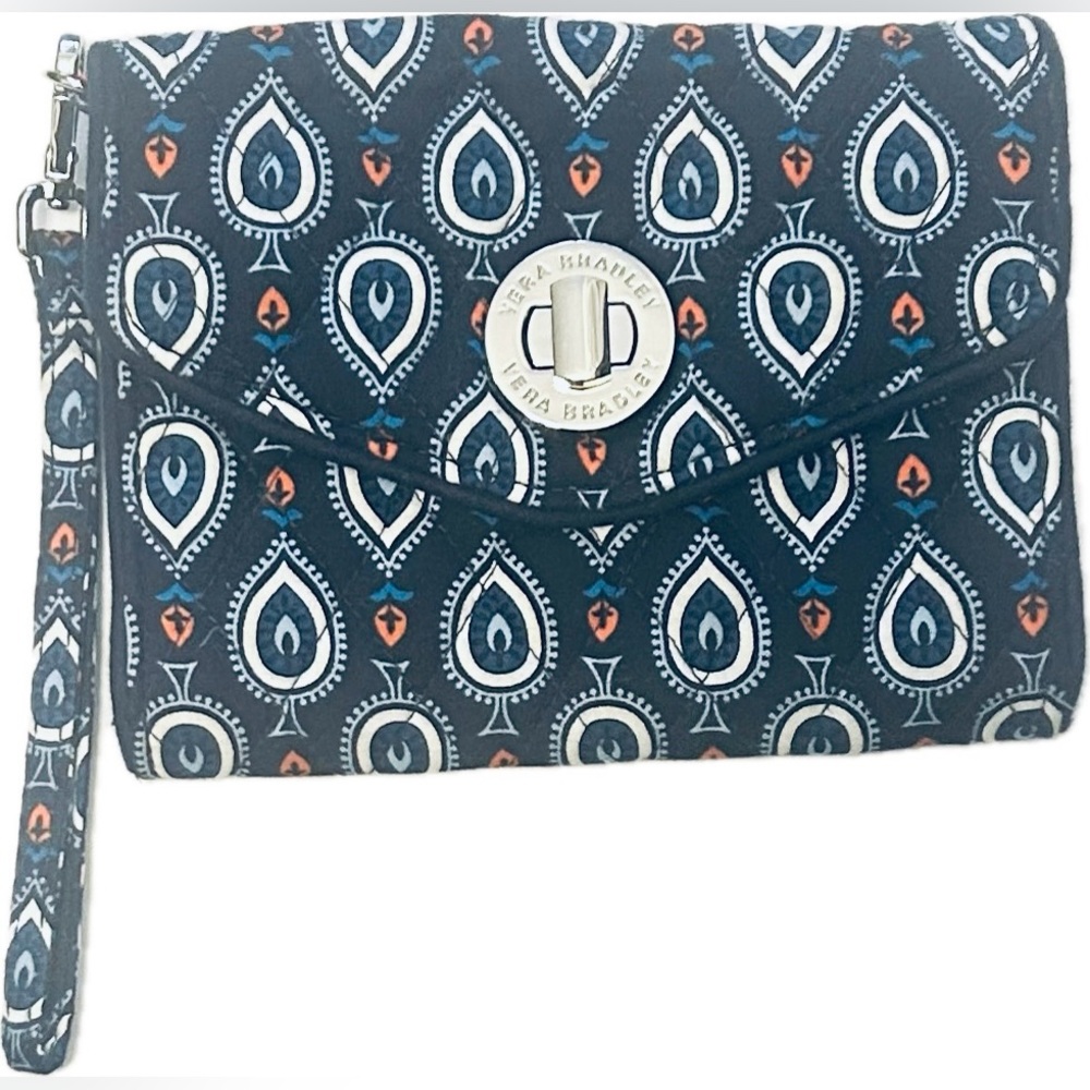 Vera Bradley Turnlock Wristlet Wallet in Baroque Pattern RFID